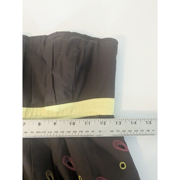 Anthropologie Y2K Brown Contrast Embroidered Trim Eyelet Sleeveless Dress Sz 4 - Picture 5 of 9